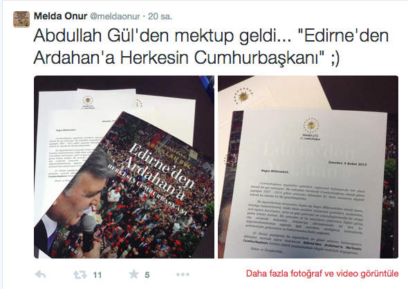 ABDULLAH GÜ’DEN VEKİLLERE MEKTUP