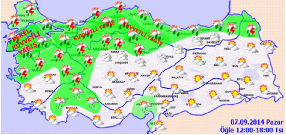 türkiye geneli hava durumu 7 eylül, istanbul hava durumu