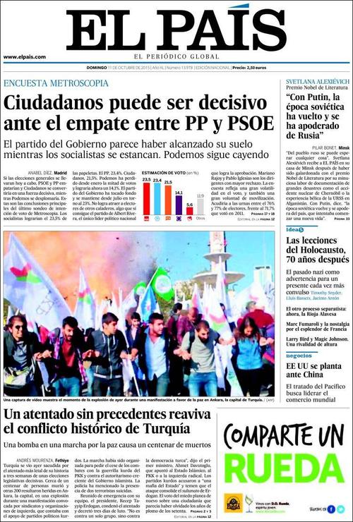 ispanyol gazetesi el pais ankara saldırısını sayfalarından duyurdu