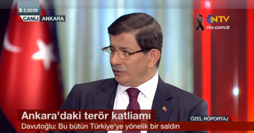 Başbakan Ahmet Davutoğlu NTV canlı yayınında Ankara'daki terör saldırısına ilişkin açıklama yaptı.