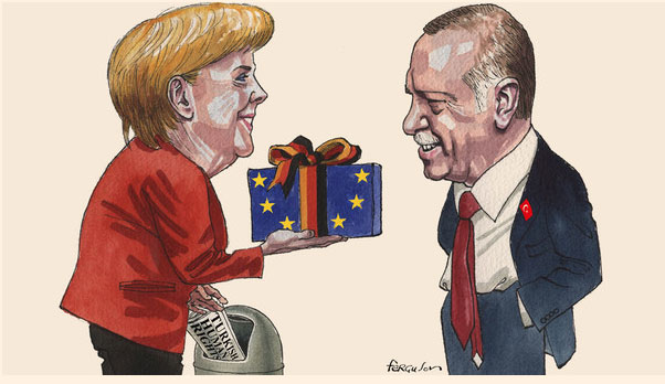 angela merkel, financial times erdoğan karikatür